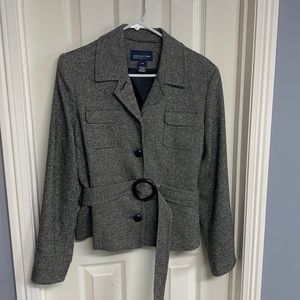 Jones New York Belted tweed blazer